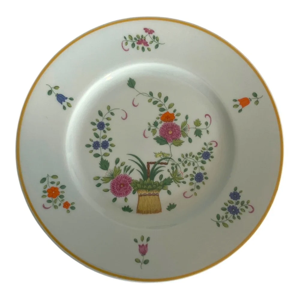 Ceralene Raynaud Limoges Panier Chinois Chinese Basket Celadon Bread Plate 6 1/2
